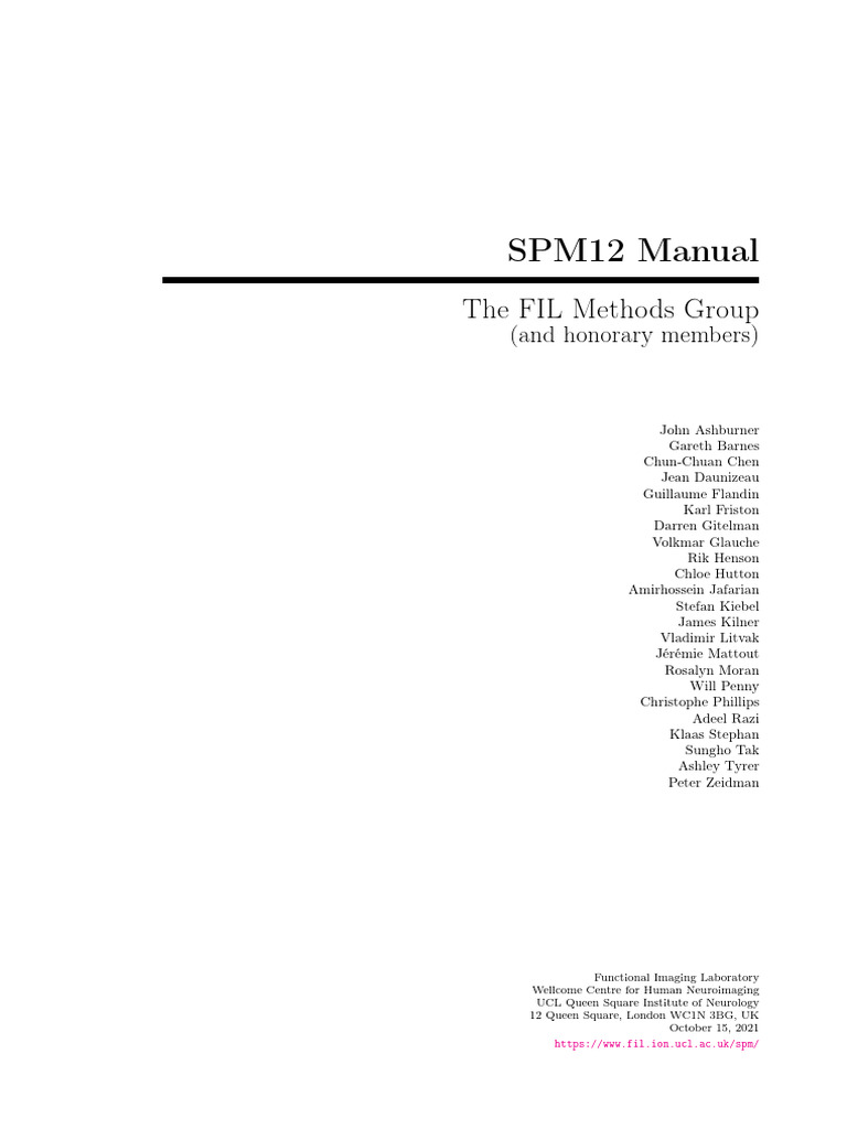 SPM12 Manual for Neuroimaging Analysis | PDF | Statistical Inference ...