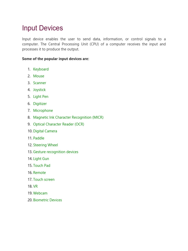 Input Devices PDF Image Scanner Computer Keyboard