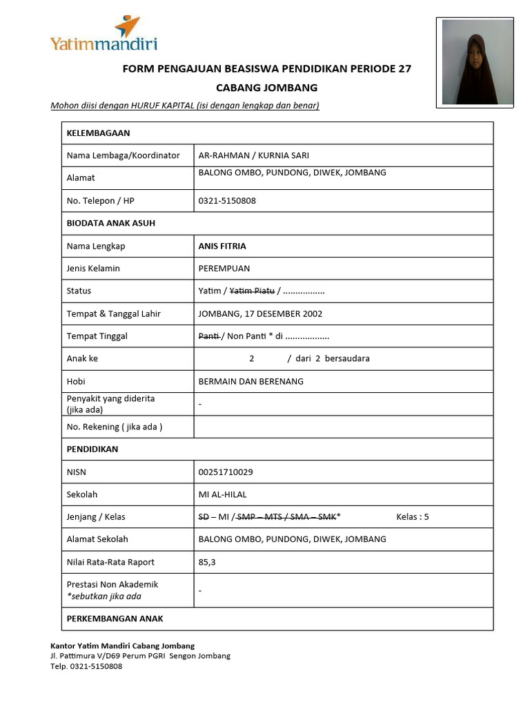Contoh cara mengisi form pdf