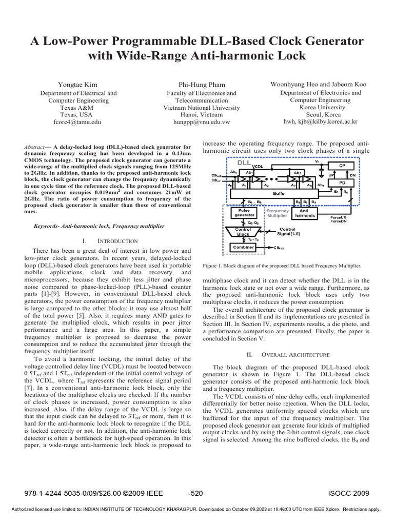 Low-Power DLL Clock Generator Design | PDF | Logic Gate | Digital ...