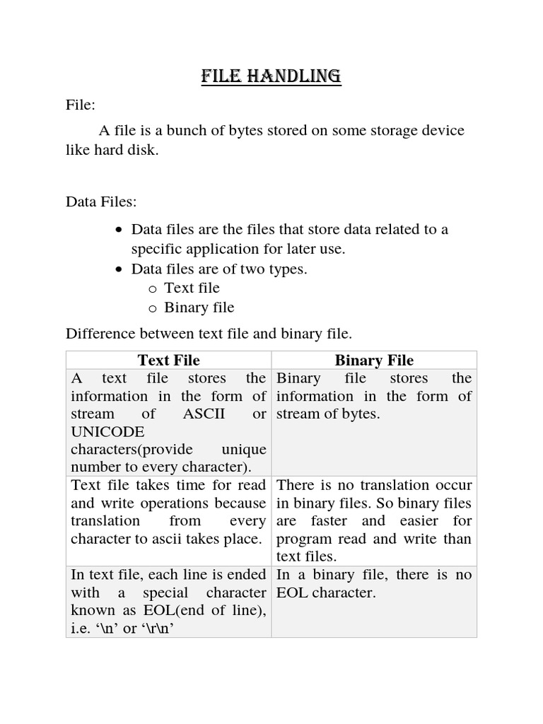 File Handling | PDF | Text File | Computer File