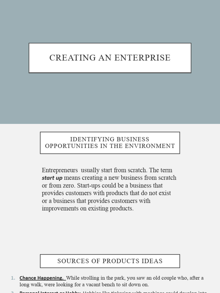Creating An Enterprise | Download Free PDF | Franchising | Economies