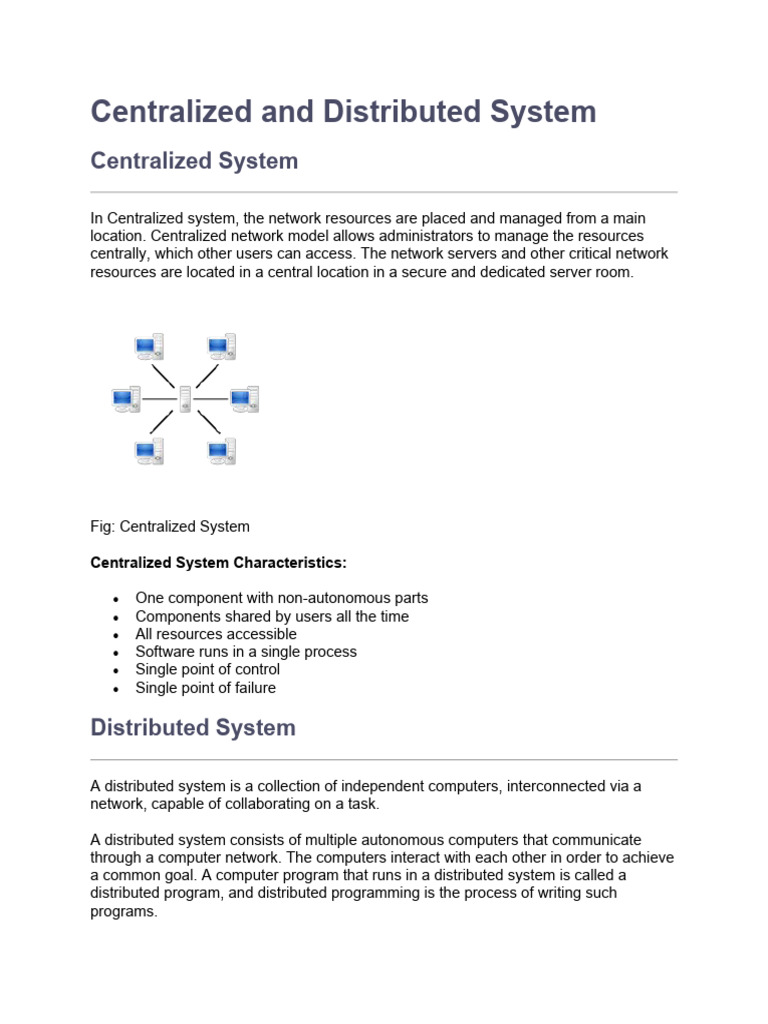 Centralized and Distributed System | PDF