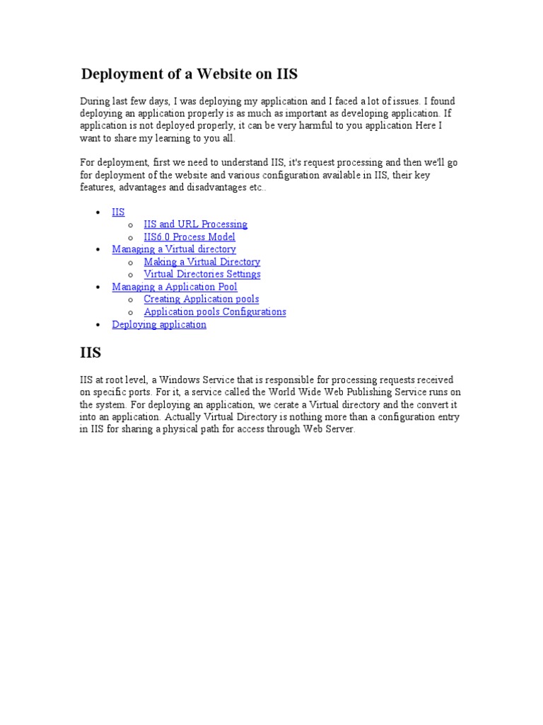 Deployment of A Website On IIS | PDF | Internet Information Services ...