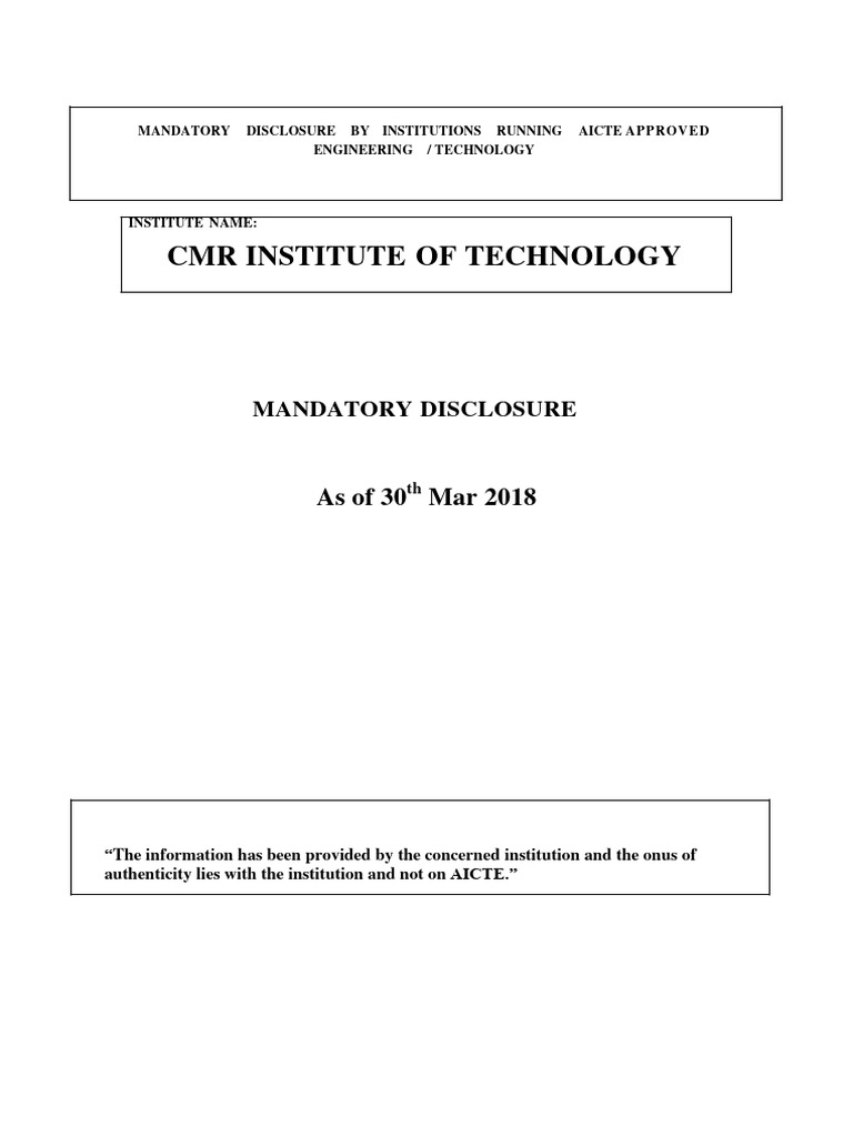 CMRIT Mandatory Disclosure 2018 | PDF | Enterprise Resource Planning ...