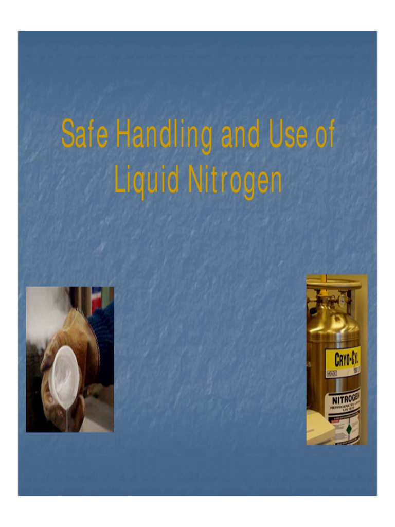 Liquid Nitrogen Training PDF Nitrogen Applied And