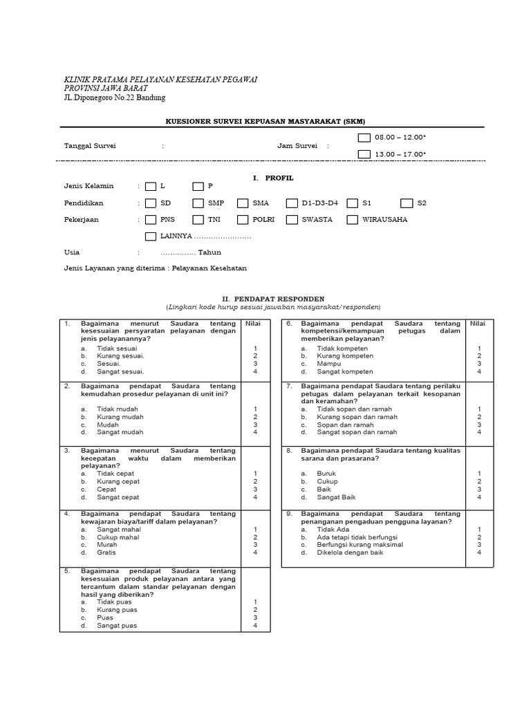 Kuesioner SKM | PDF