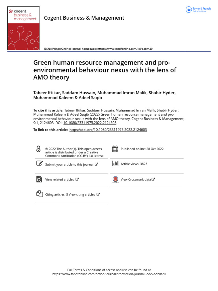 Green Human Resource Management and Pro Environmental Behaviour Nexus ...