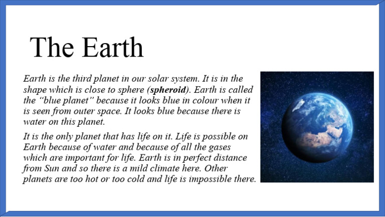Earth: The Unique Blue Planet | PDF