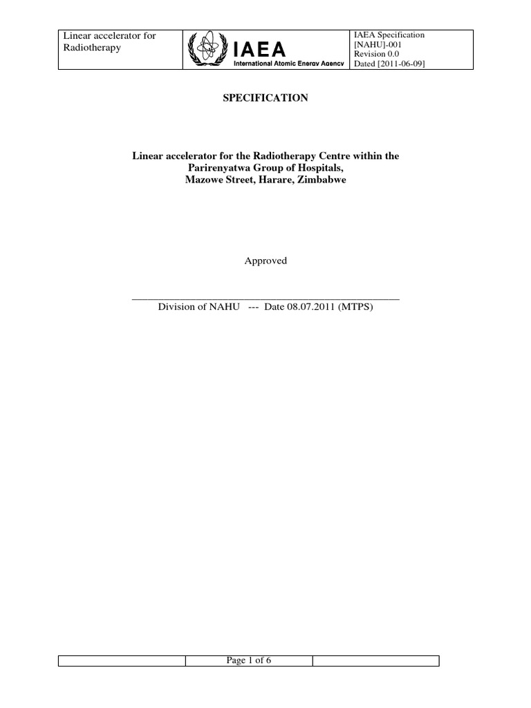Linear Accelerator Specification for Radiotherapy | PDF | Particle ...