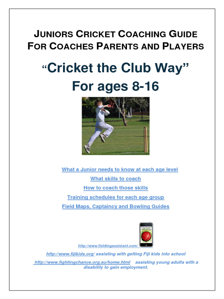 Junior Cricket Coaching Manual PDF Bowling (Cricket) Athletic Sports