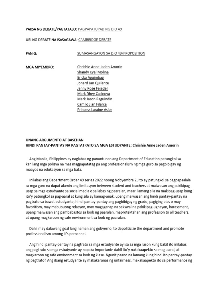 BEST DEBATE TOPICS FOR STUDENTS PHILIPPINES intelligence overview