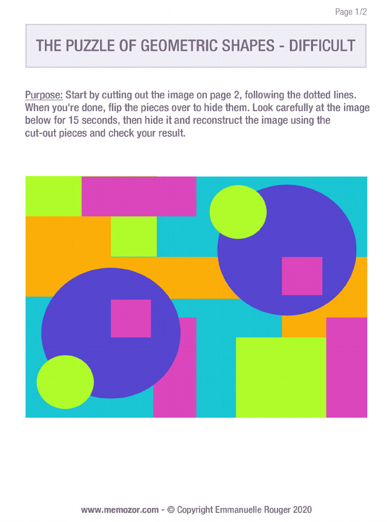 Memory Game Difficult Puzzle Geometric Shapes | PDF