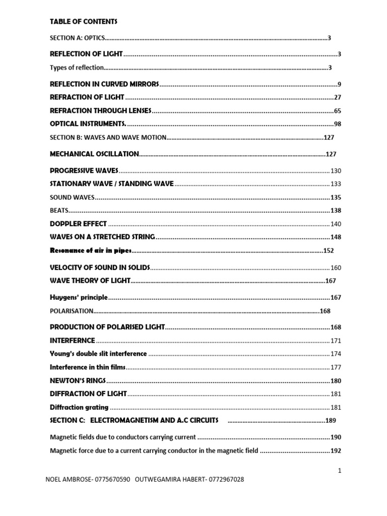 A-Level Physics Notes: Optics & Waves | PDF | Mirror | Electrical ...