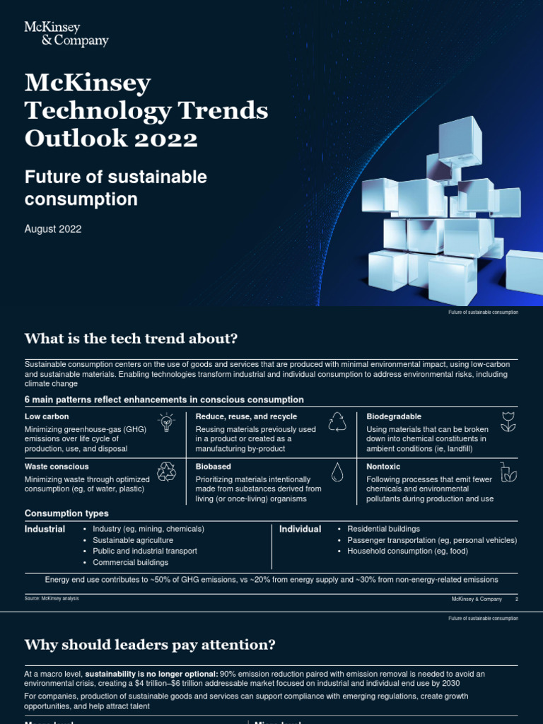 McKinsey Tech Trends Outlook 2022 Sust Consumption PDF Low Carbon