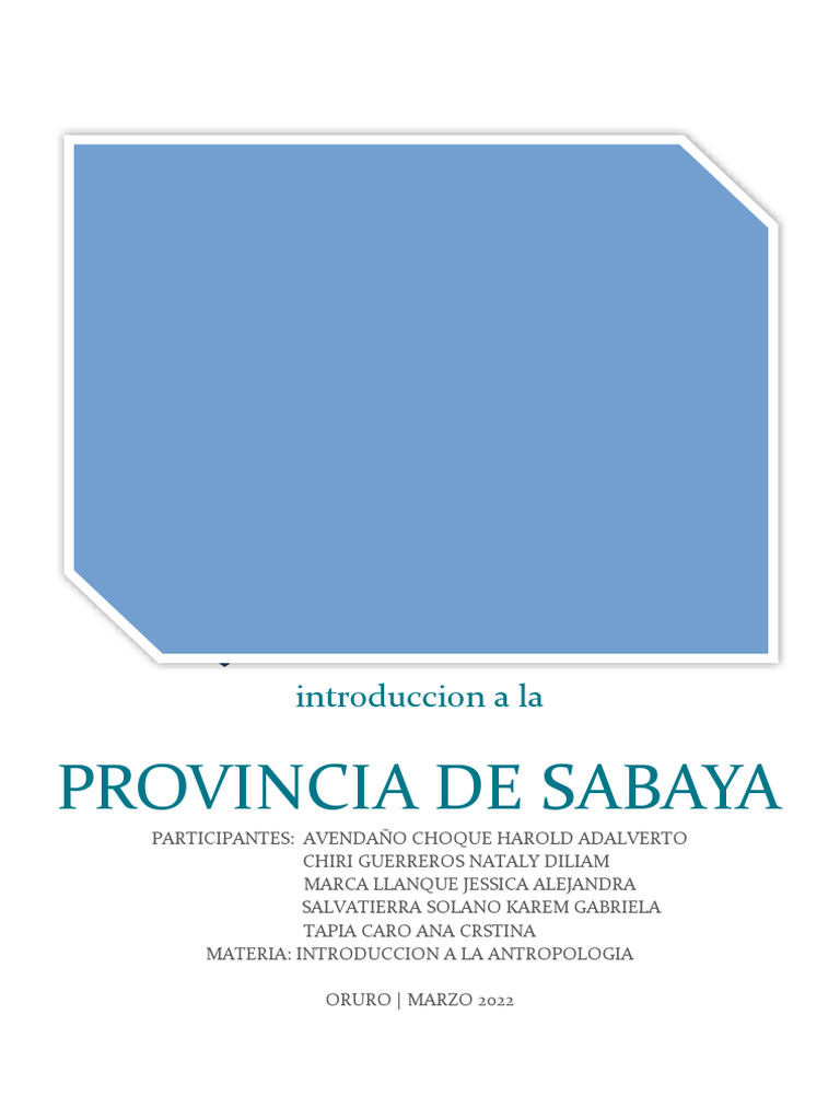 Provincia de sabaya pdf humano antropolog a