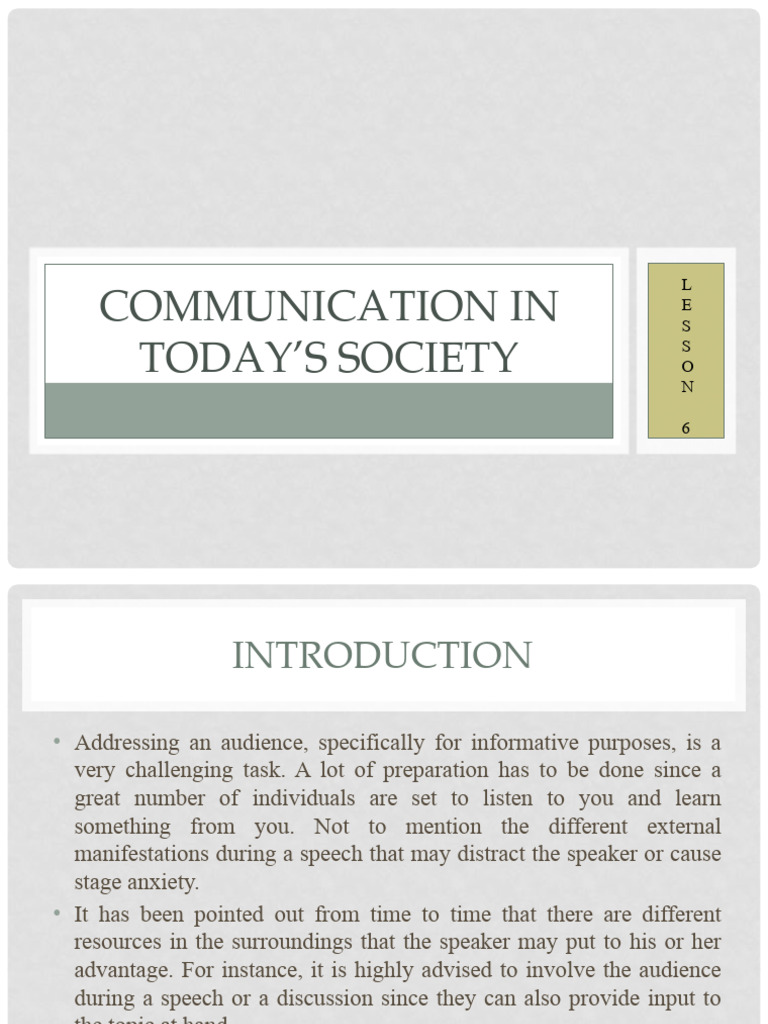 Communication in Todays Society 1 | PDF | Communication | Human ...