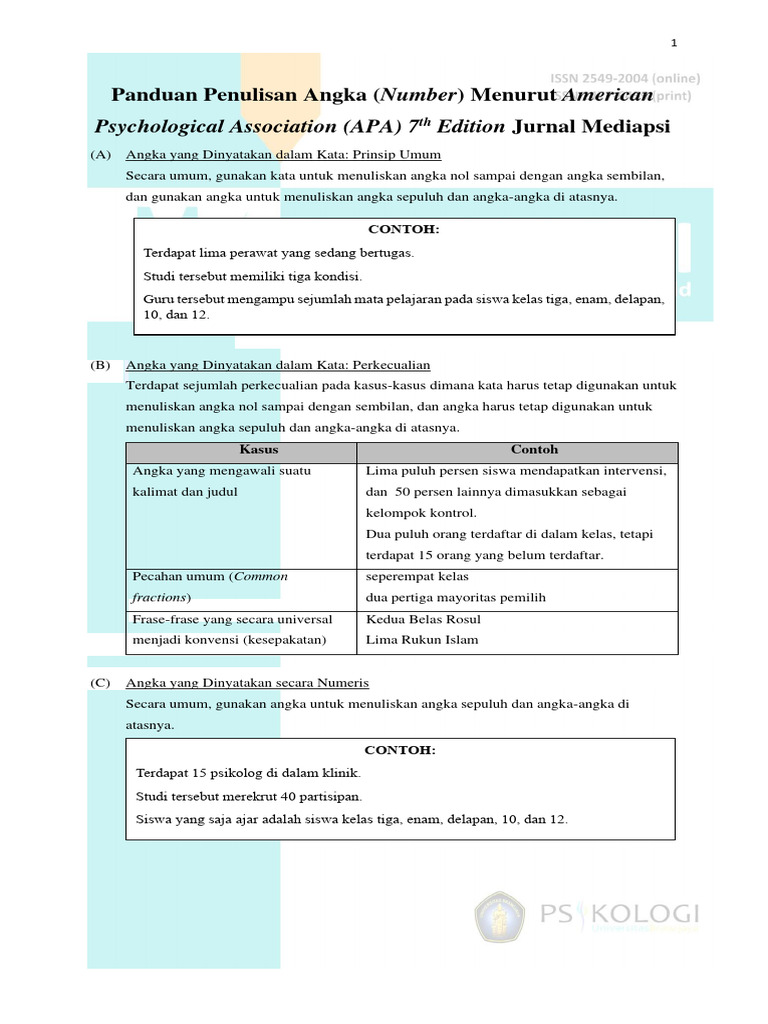 Numbering apa 7th edition oth pdf