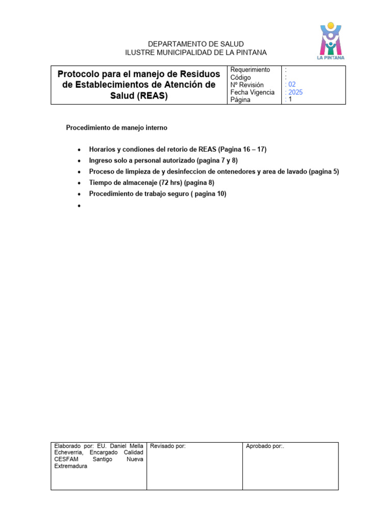 Protocolo de Manejo de REAS en CESFAM | PDF