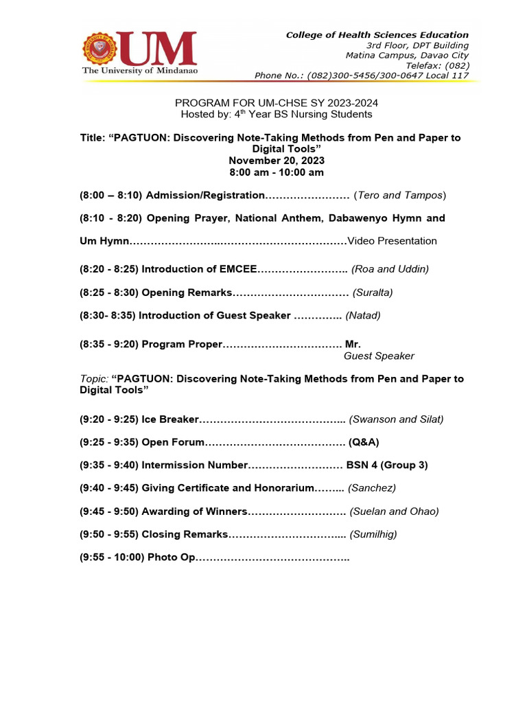 Program Flow Note Taking | PDF