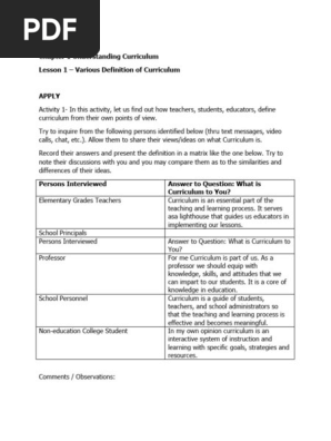 Curriculum