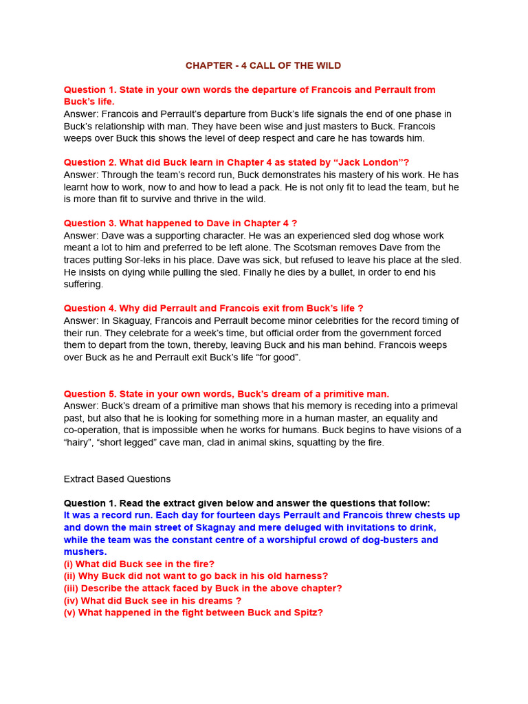 Summary of Chapter 4 The Call of the Wild PDF