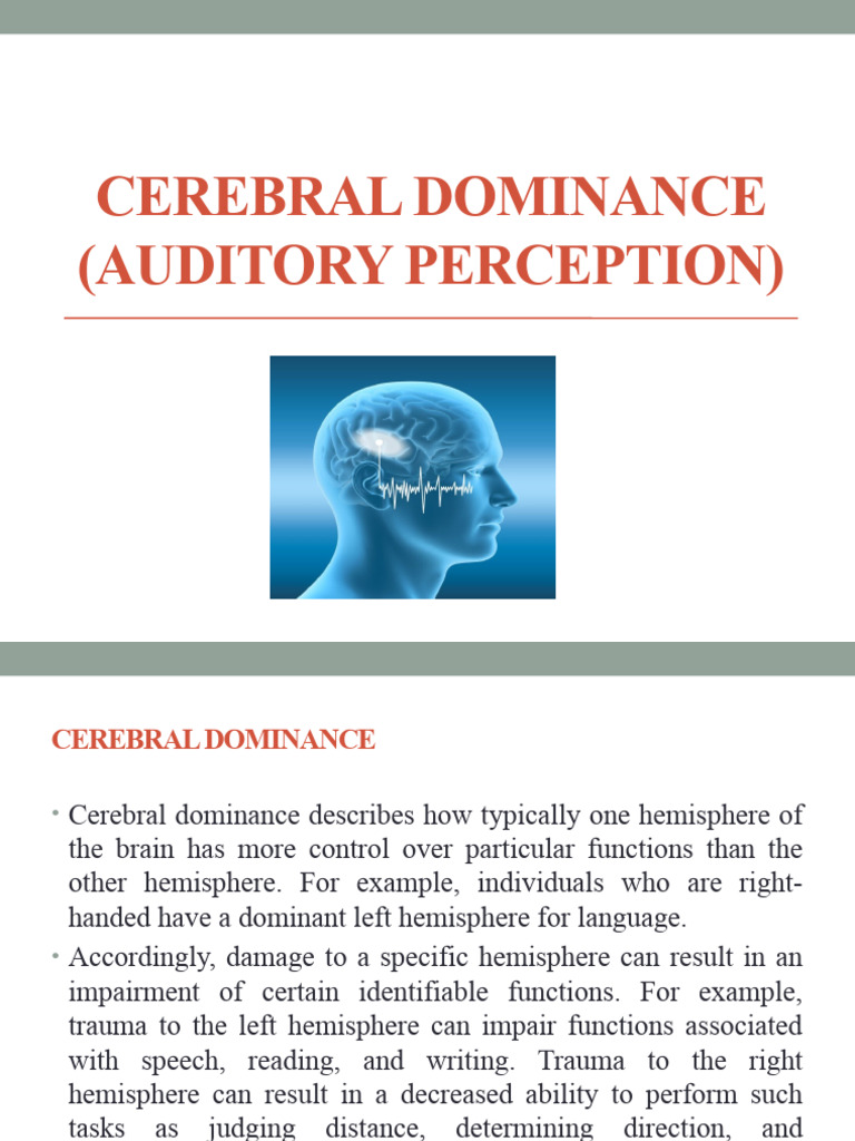 Cerebral Dominance in Auditory Perception | PDF | Lateralization Of ...