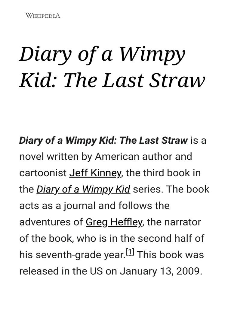 Diary of A Wimpy Kid The Last Straw Wikipedia PDF American
