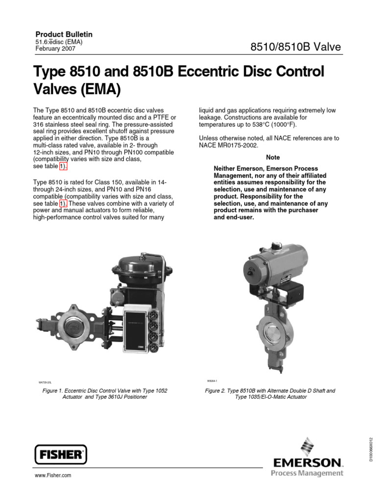 Fisher 8510/8510B Valve Overview | PDF | Valve | Actuator
