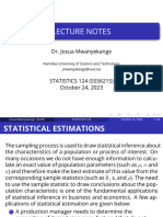Statistics 124 (SSS621) Notes Estimation 2023