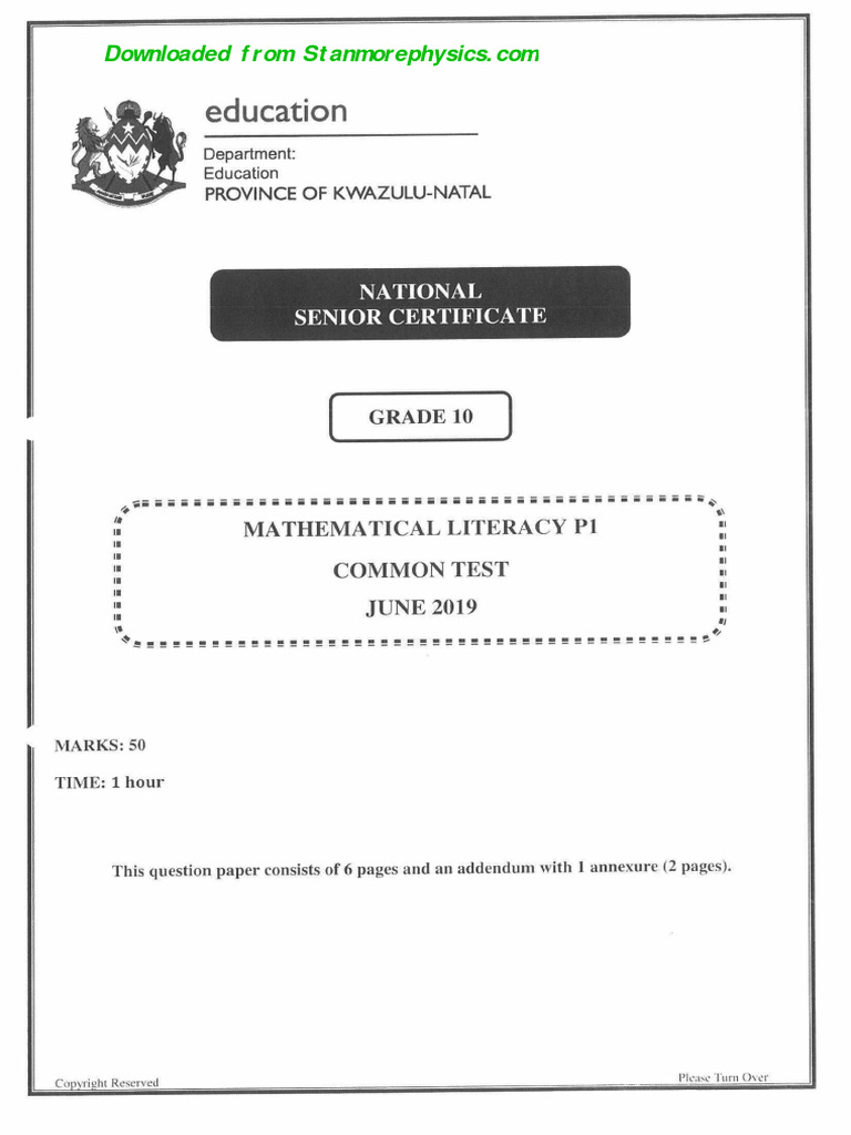 MATHS L June p12019 QP and Memo 1 | PDF