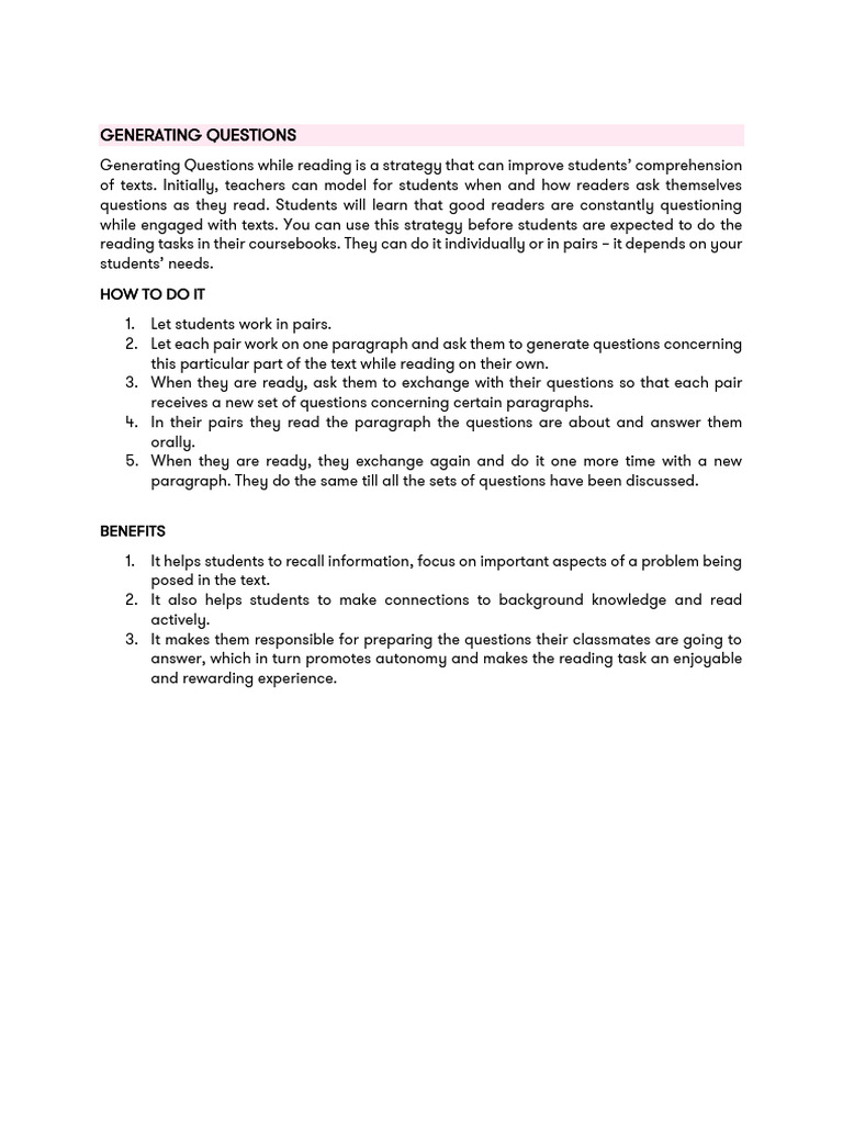 Generating Questions PDF