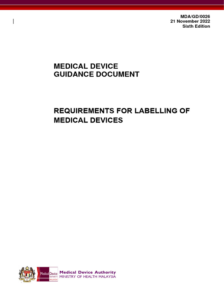 Requirements For Labelling of Medical Devices Mda PDF Medical