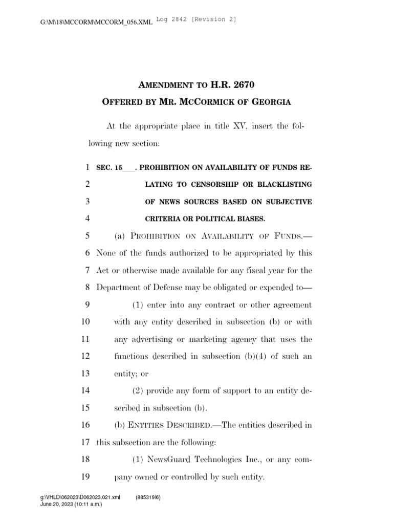 Rep. McCormick's Amendment To NDAA 2024 PDF