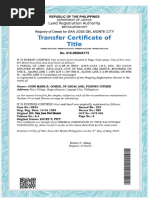 Sample Transfer Certificate of Title | PDF