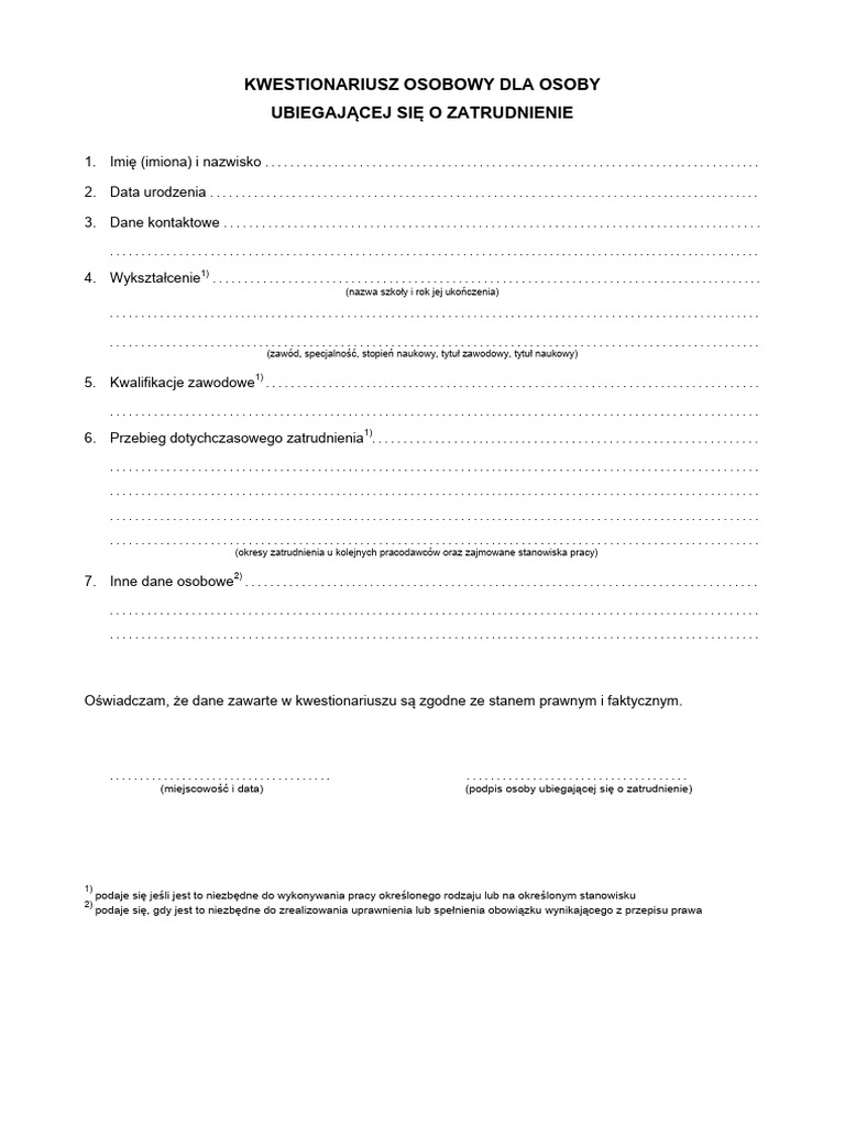 KWESTIONARIUSZ OSOBOWY DANE KONTAKTOWE CO WPISA visual data 8