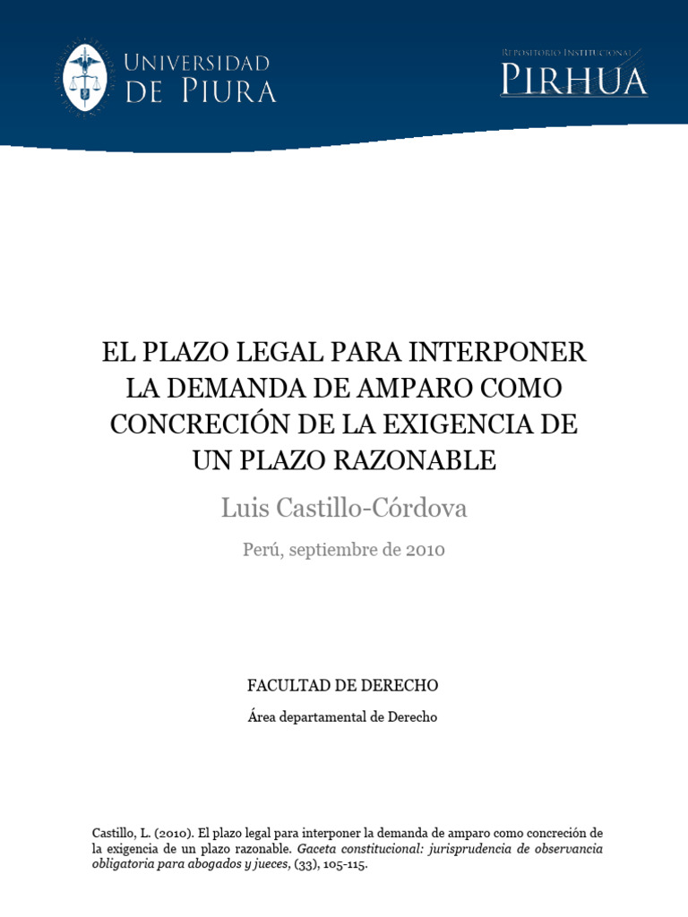 Plazo razonable para demanda de amparo | PDF | Caso de ley | Precedente