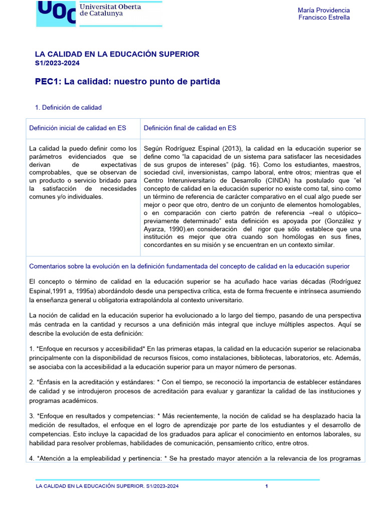 La Calidad en Educación Superior | PDF | Evaluación | Enseñando