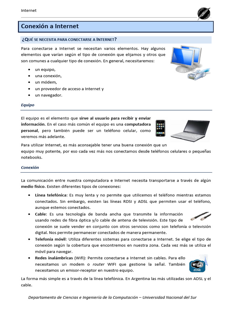 Elementos para Conectarse a Internet | PDF | Red mundial | Internet y web
