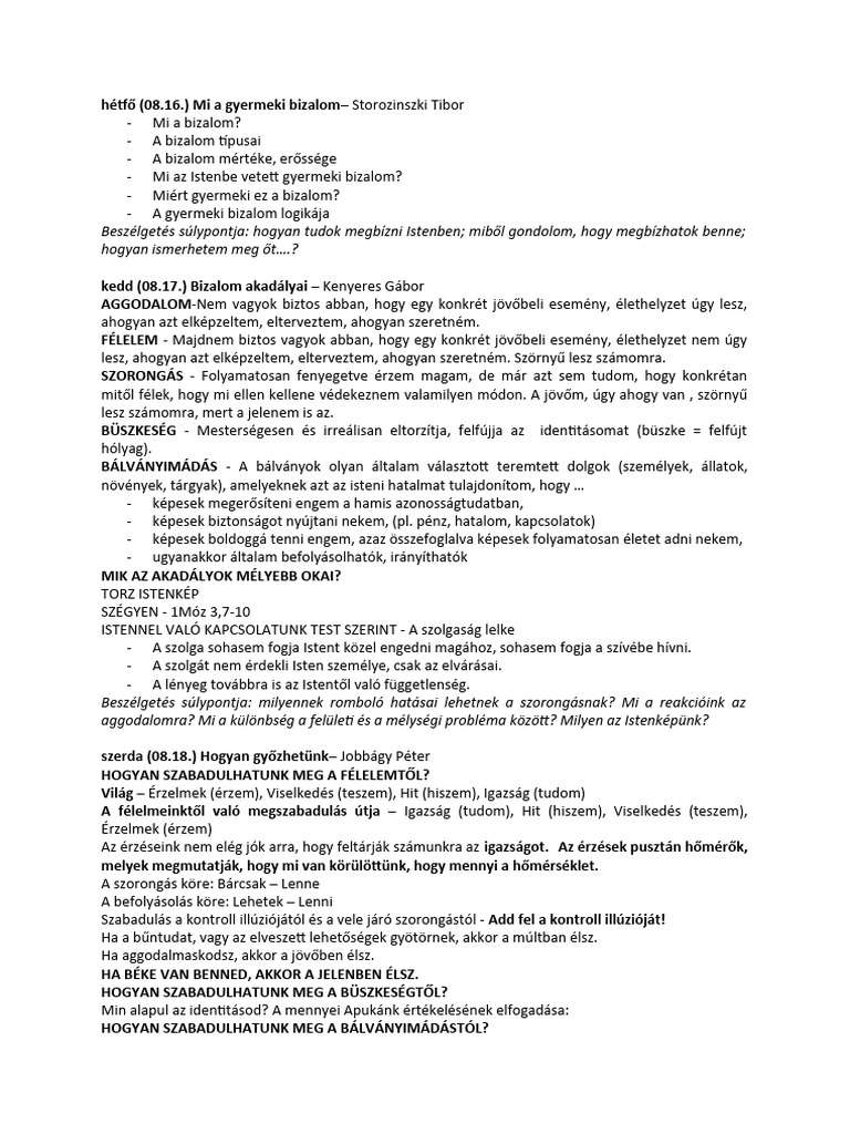 Tábori Tematika 2021 | PDF