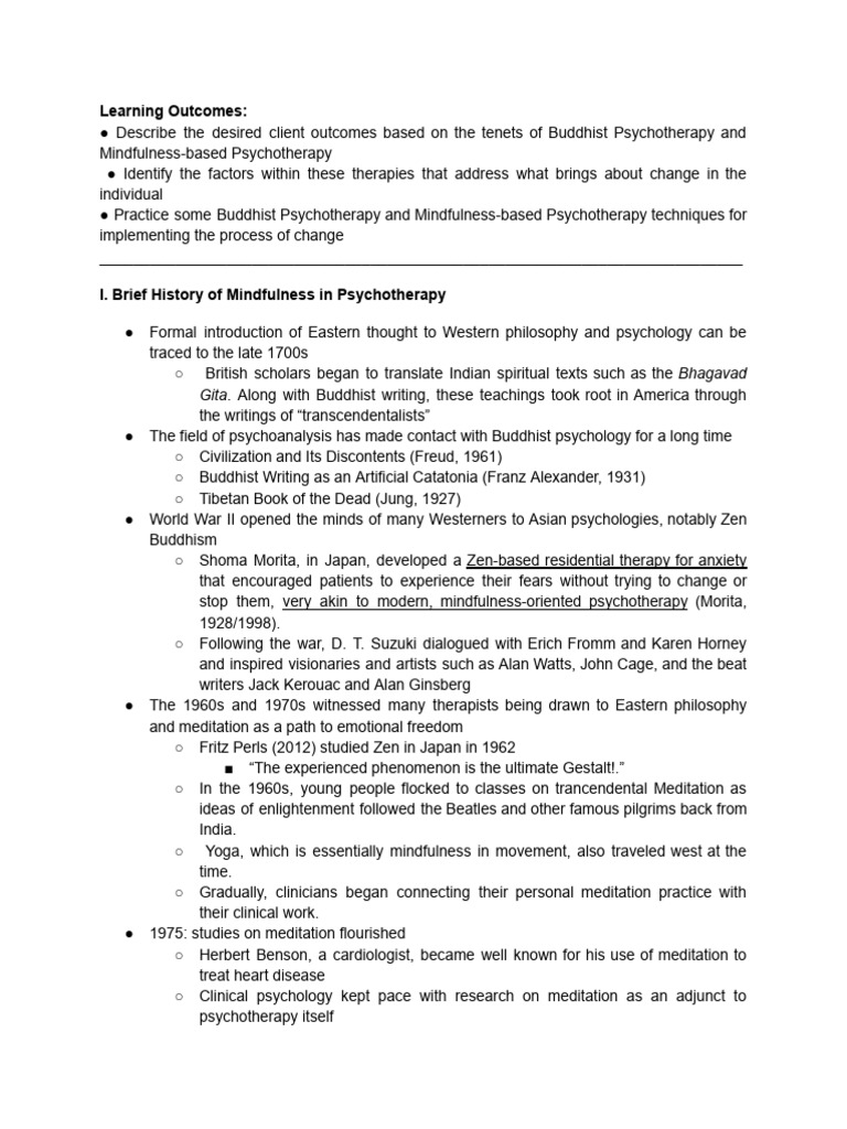 Buddhist Therapy PDF Mindfulness Psychotherapy