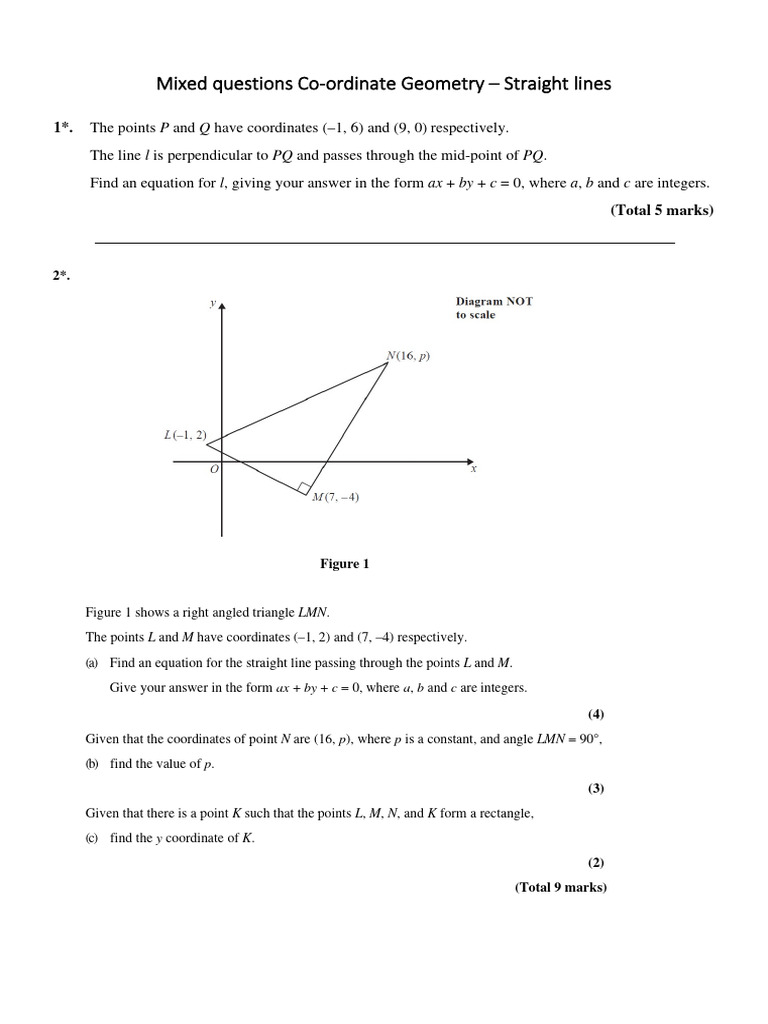 Straight Line Geometry Problems | PDF