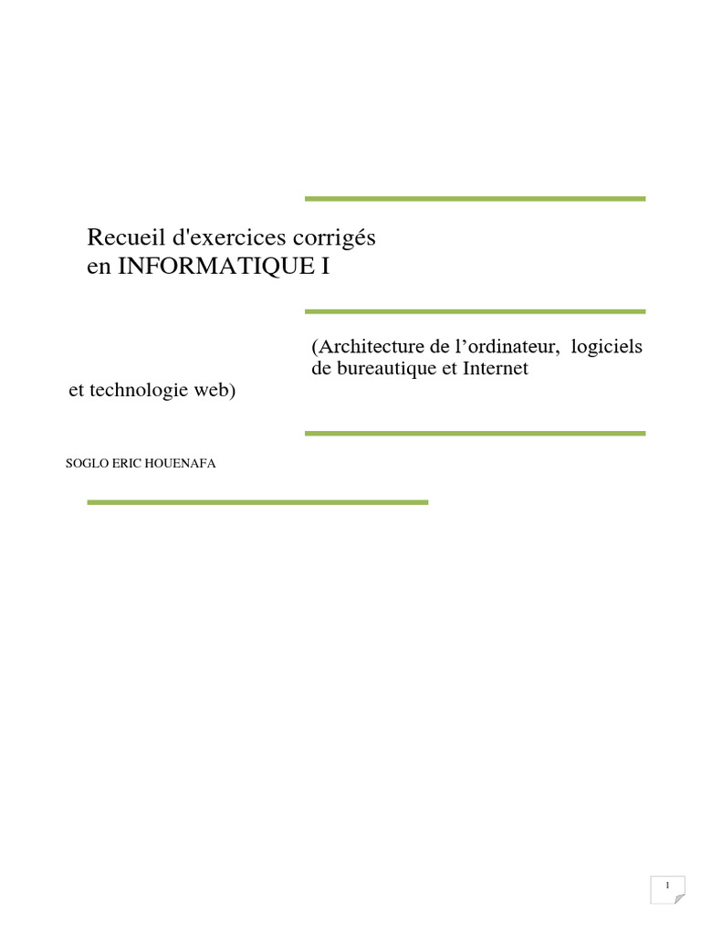Exercices Corrigés en Informatique | PDF | Microsoft Excel | Microsoft Word