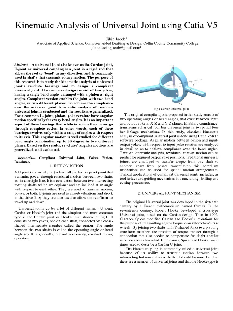 Kinematic Analysis of Universal Joint | PDF | Physics | Geometry