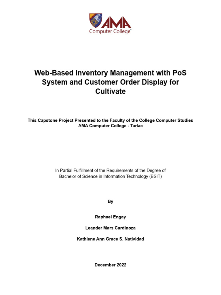 Web based management system with pos for cultivate pdf point of