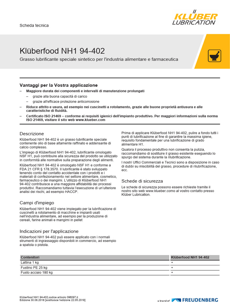 Klüberfood NH1!94!402 PDF