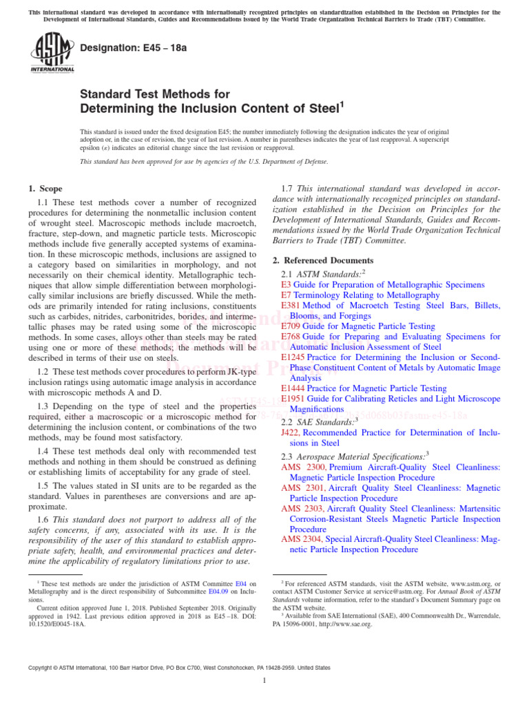 ASTM E45 18a | PDF | Steel | Pixel