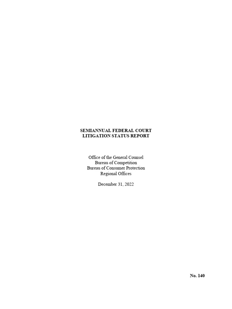 P 072104 Semiannuallitigationstatusreport 122022 | PDF | Federal Trade ...