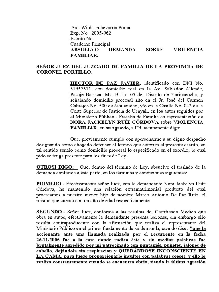 Absuelo Demanda Violencia Familiar | PDF | Demanda judicial | Violencia
