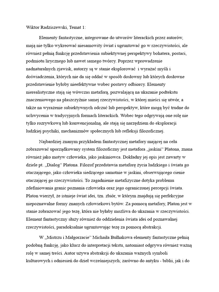 Elementy Fantastyczne W Małym Księciu Elementy Fantastyczne W Tekstach Kultury | PDF